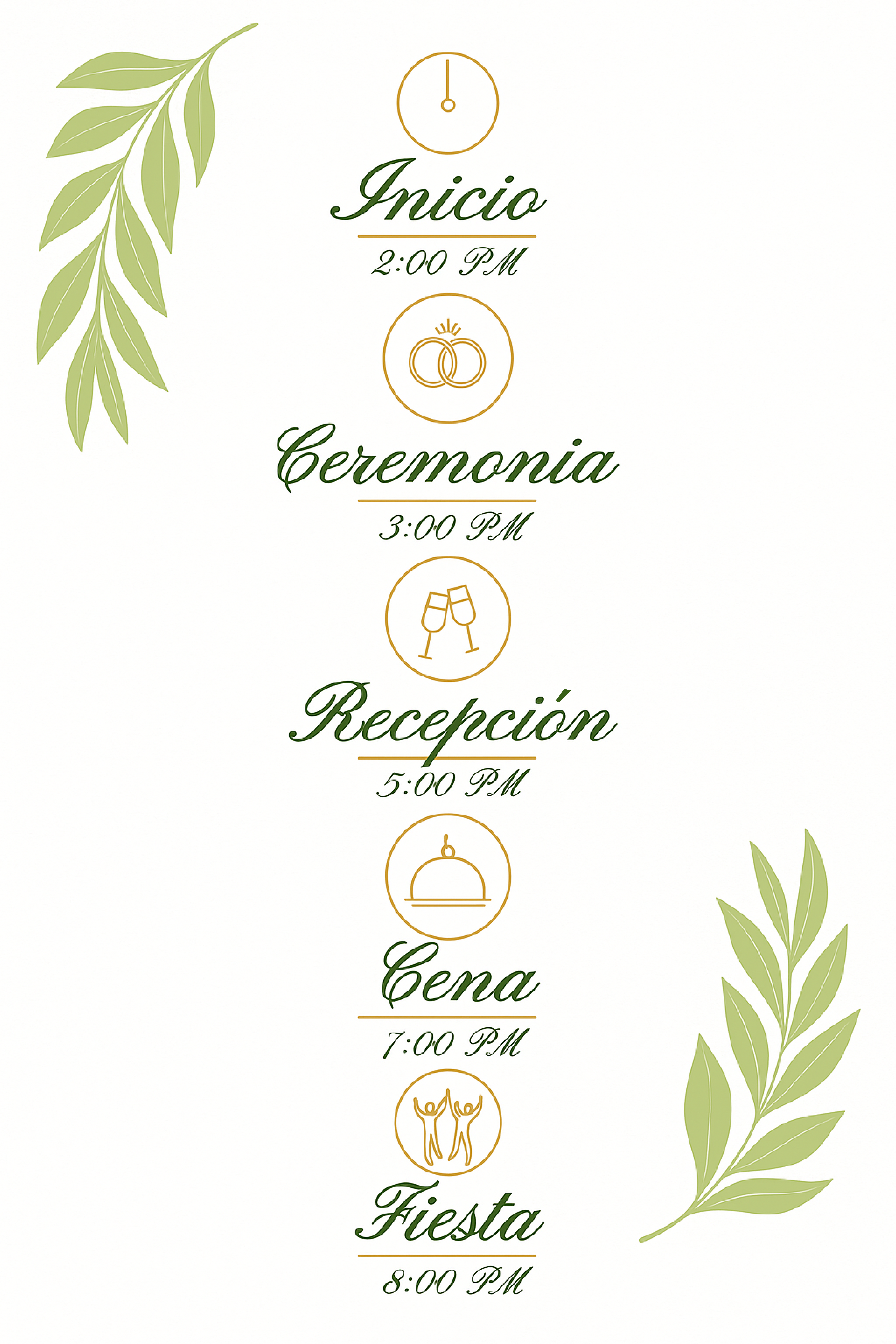 Horario de la boda
